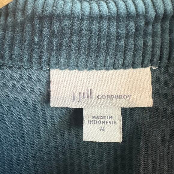 J. Jill Corduroy Shirt Dress 3/4 Sleeve Peacock Green M - Picture 4 of 11